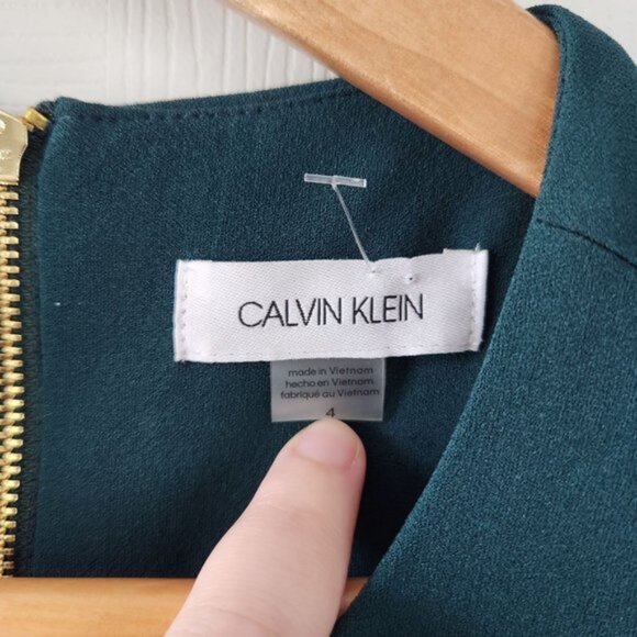 Calvin Klein Forest Green Short Sleeve Shift Dress NWOT - Picture 3 of 8